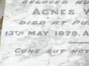 
Adam J.F., husband of Agnes WALKER,
died Pullen Vale 13 May 1879 aged 41 years;
Pullenvale cemetery, Brisbane
