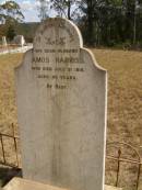 
Amos HARRISS,
husband;
died 31 July 1916 aged 65 years;
Ravensbourne cemetery, Crows Nest Shire
