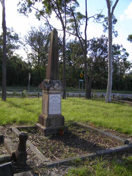 Willie, only son of William & Eliza FIELDING,  | drowned Redland Bay 30 Dec 1905 aged 18 years;  | Serpentine Creek Cemetery, Redlands Shire  | 