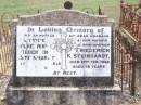 
Ottilie Wilhelmine Albertine STEINHARDT, mother,
died 6 April 1959 aged 78 years;
Friederich K. STEINHARDT,
husband father grandfather,
died 19 Feb 1948 aged 78 years;
August H.H. TILLACK, husband,
born 2 May 1869 died 21 Oct 1913;
Ropeley Immanuel Lutheran cemetery, Gatton Shire
