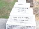 
Luise Maria ZISCHKE, nee PETERS,
born 3 Dec 1876 died 9 June 1926;
Ropeley Immanuel Lutheran cemetery, Gatton Shire
