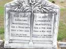 
Saratina MANTEUFEL,
born 5 March 1854 died 5 Oct 1926;
C. Friedrich MANTEUFEL,
born 6 Feb 1842 died 4 May 1927;
Ropeley Immanuel Lutheran cemetery, Gatton Shire
