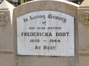 
Fredericka DODT, mother,
1860 - 1944;
Ropeley Immanuel Lutheran cemetery, Gatton Shire
