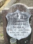 
Johanna Henrietta SCHULZ, mother,
died 1 Jan 1953 aged 85 years;
Ropeley Immanuel Lutheran cemetery, Gatton Shire
