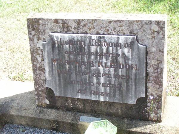 Martha B. KLEIDON, sister,  | died 20 Sept 1925 aged 30 years;  | Ropeley Immanuel Lutheran cemetery, Gatton Shire  | 
