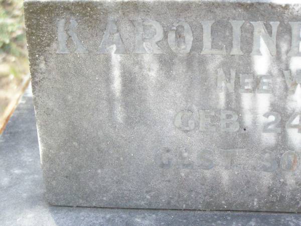 A.R. KLEIDON,  | born 20 FEb 1850 died 30 July 1923;  | Karoline O. KLEIDON, nee WESSLING,  | born 24 Jan 1848 died 30 July 1927;  | Ropeley Immanuel Lutheran cemetery, Gatton Shire  | 