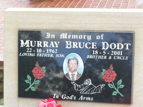 Murray Bruce DODT,  | father son brother uncle,  | 22-10-1962 - 18-5-2001;  | Ropeley Immanuel Lutheran cemetery, Gatton Shire  | 