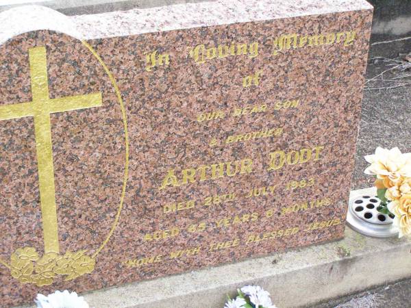 Arthur DODT, son brother,  | died 28 July 1983 aged 65 years 8 months;  | Ropeley Immanuel Lutheran cemetery, Gatton Shire  | 