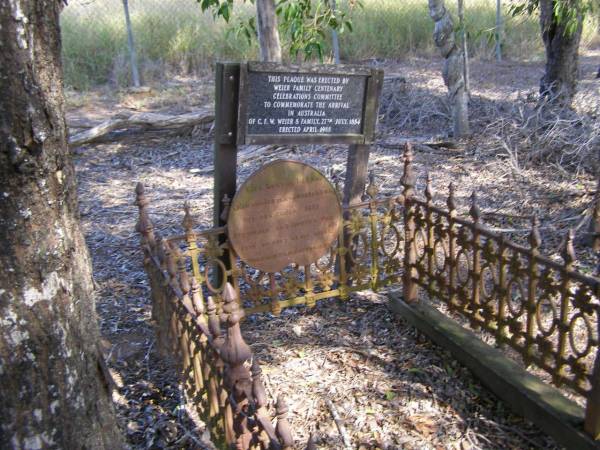 Christian Friedrich Wilhelm WEIER,  | born 24 Jan 1837 died 7 Aug 1902,  | arrived Australia 27 July 1884;  | Ropeley Scandinavian Lutheran cemetery, Gatton Shire  | 