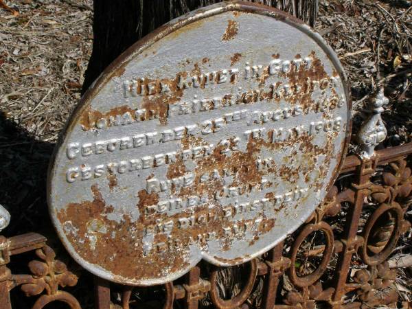 Johann Friedrick KLEIDON,  | born 25 Aug 1836 died 23 May 1908;  |   | Research contact: Jan Hoger.  | immigrated 1886  |   | Ropeley Scandinavian Lutheran cemetery, Gatton Shire  | 