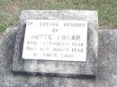 
Joyce LOGAN,
born 5 March 1936 died 6 March 1936;
Ropeley Immanuel Lutheran cemetery, Gatton Shire
