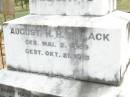 Ottilie Wilhelmine Albertine STEINHARDT, mother,
died 6 April 1959 aged 78 years;
Friederich K. STEINHARDT,
husband father grandfather,
died 19 Feb 1948 aged 78 years;
August H.H. TILLACK, husband,
born 2 May 1869 died 21 Oct 1913;
Ropeley Immanuel Lutheran cemetery, Gatton Shire