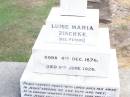 Luise Maria ZISCHKE, nee PETERS,
born 3 Dec 1876 died 9 June 1926;
Ropeley Immanuel Lutheran cemetery, Gatton Shire