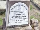 
Myra M. STEINHARDT, daughter sister,
died 4 Oct 1943 aged 5 years;
Ropeley Immanuel Lutheran cemetery, Gatton Shire
