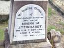 Myra M. STEINHARDT, daughter sister,
died 4 Oct 1943 aged 5 years;
Ropeley Immanuel Lutheran cemetery, Gatton Shire