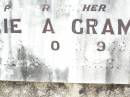 August H.J. GRAMS, husband father,
born 8 Jan 1863 died 6 May 1939;
Emilie A. GRAMS, mother,
died 3? Oct 1959 aged 88 years;
Ropeley Immanuel Lutheran cemetery, Gatton Shire
