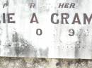 
August H.J. GRAMS, husband father,
born 8 Jan 1863 died 6 May 1939;
Emilie A. GRAMS, mother,
died 3? Oct 1959 aged 88 years;
Ropeley Immanuel Lutheran cemetery, Gatton Shire
