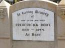 Fredericka DODT, mother,
1860 - 1944;
Ropeley Immanuel Lutheran cemetery, Gatton Shire