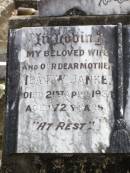 
Ida F.W. JANKE, wife mother,
died 21 April 1934 aged 72 years;
Carl F.W. JANKE, father,
died 17 Sept 1938 aged 80 years;
Ropeley Immanuel Lutheran cemetery, Gatton Shire
