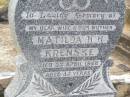 Matilda H.H. KRENSKE, wife mother,
died 9 April 1948 aged 44 years;
Ropeley Immanuel Lutheran cemetery, Gatton Shire