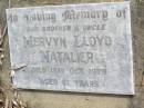 Mervyn Lloyd NATALIER, brother uncle,
died 18 Oct 1979 aged 61 years;
Ropeley Immanuel Lutheran cemetery, Gatton Shire