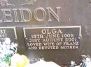 
Franz Albert KLEIDON, husband father,
14 Oct 1897 - 27 July 1988;
Olga KLEIDON, wife of Franz, mother,
18 June 1906 - 21 Aug 2001;
Ropeley Immanuel Lutheran cemetery, Gatton Shire
