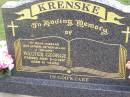 Walter George KRENSKE,
husband father father-in-law gramps,
died 9-10-1997 aged 81 years;
Ropeley Immanuel Lutheran cemetery, Gatton Shire