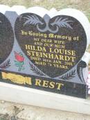Hilda Louise STEINHARDT,
wife mum,
died 16 Jan 2001 aged 74 years;
Ropeley Immanuel Lutheran cemetery, Gatton Shire