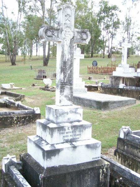 Carl F. WESSLING,  | died 30 Nov 1928 aged 70 years;  | Ropeley Immanuel Lutheran cemetery, Gatton Shire  | 
