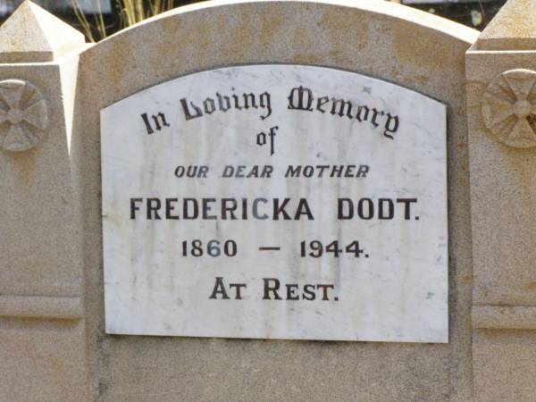 Fredericka DODT, mother,  | 1860 - 1944;  | Ropeley Immanuel Lutheran cemetery, Gatton Shire  | 