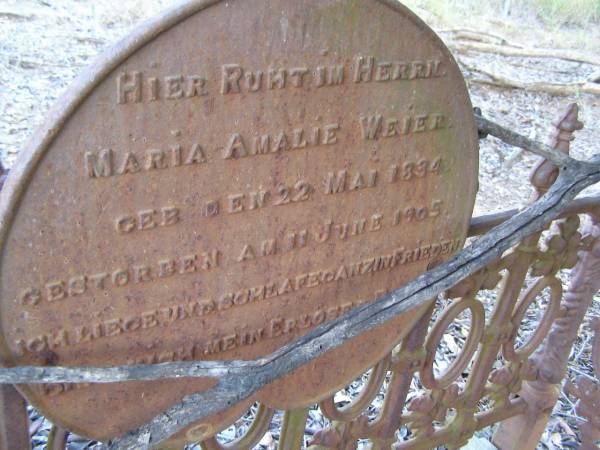 Maria Amalie WEIER,  | born 22 May 1834 died 11 June 1905;  | Ropeley Scandinavian Lutheran cemetery, Gatton Shire  | 