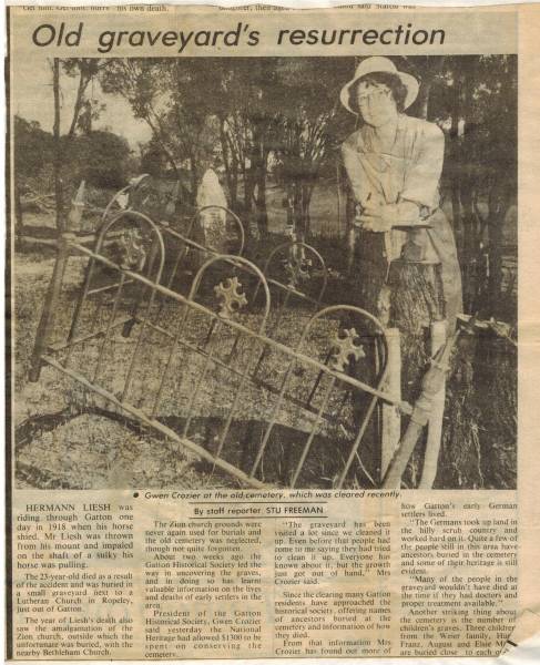 Emilie RIENECKER  |   | Ropeley Scandinavian Lutheran cemetery, Gatton Shire  |   |   | 