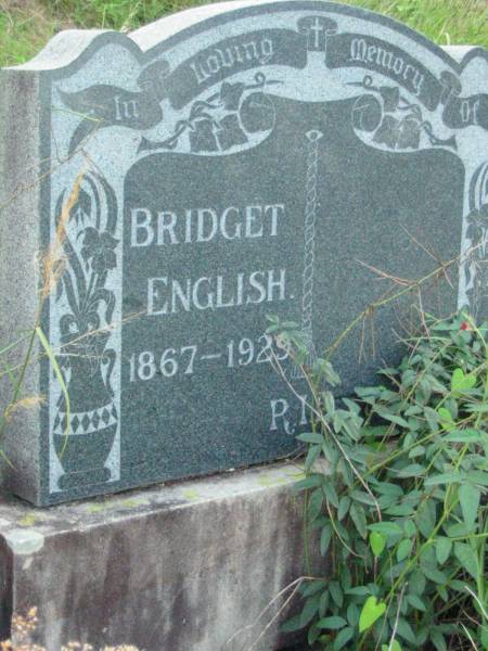 Bridget ENGLISH,  | 1867 - 1929;  | Rosevale St Patrick's Catholic cemetery, Boonah Shire  | 