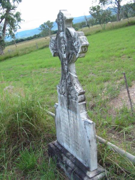 Patrick CANNAN,  | died 11 Sept 1921 aged 90 years;  | Ellen, wife,  | died 30 June 1906 aged 72 years;  | Patrick, son  | died 19 Feb 1919 aged 55 years;  | Rosevale St Patrick's Catholic cemetery, Boonah Shire  | 