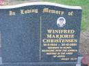 Winifred Marjorie CHRISTENSEN, 10-5-1934 - 30-10-2001; Rosevale Church of Christ cemetery, Boonah Shire 