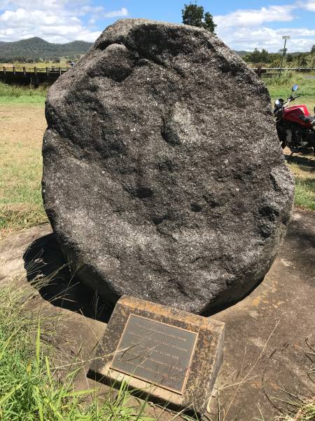 These headstones come from the graves of the early settlers who are buried at the site of the Rosevale Methodist Church, Rosevale, 800m west of this site.  | Rosevale Methodist, C. Zahnow Road memorials, Boonah Shire  |   | 