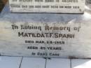 Gotfried W.A. ZAHNOW, born 29 Jan 1869 died 16 Aug 1908; Matilda T.F. SPANN, died 24 Mar 1958 aged 85 years; Rosevale St Paul's Lutheran cemetery, Boonah Shire 