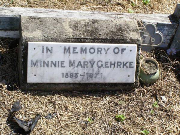 Minnie Mary GEHRKE,  | 1893 - 1971;  | Rosevale St Paul's Lutheran cemetery, Boonah Shire  | 