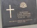 
Glen W. FERGUSON,
died 24 Feb 1991 aged 44 years;
C.A.M. FERGUSON,
died 1 May 1994 aged 73 years;
Samsonvale Cemetery, Pine Rivers Shire
