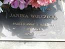 
Janina WOLCZECKI,
died 5 June 1999 aged 85 years;
Samsonvale Cemetery, Pine Rivers Shire
