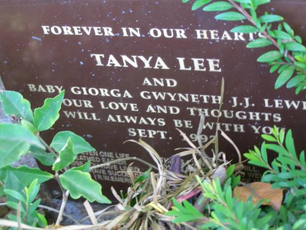Tanya LEE;  | baby Giorga Gwyneth J.J. LEWIS,  | Sept 1992;  | Samsonvale Cemetery, Pine Rivers Shire  |   | 