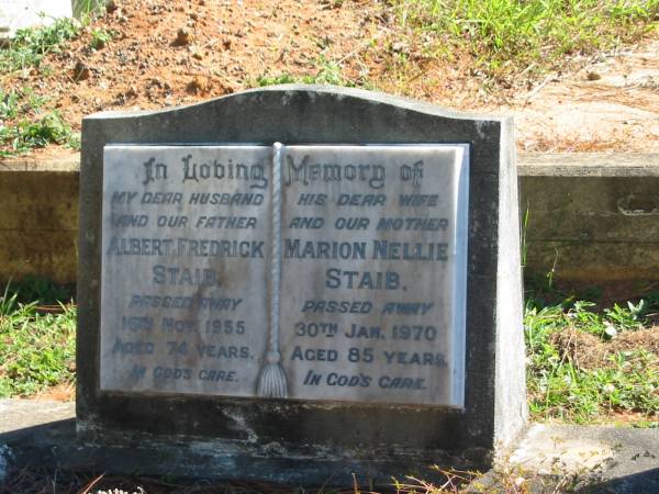 Sandgate / Bald Hills Cemetery:  | Albert Frederick Staib, Marion Nellie Staib  | 