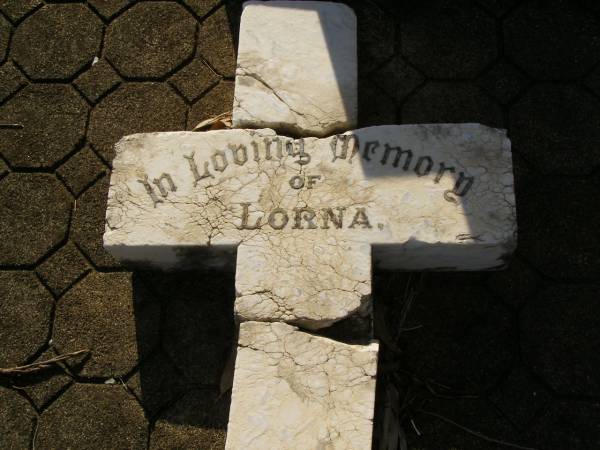 Lorna,  | daughter of Willie & Ethel Mary FARRAR,  | died 27 Dec 1932 aged 33 years;  | Ethel Mary,  | died 18 June 1941 in her 69th year;  | Willie,  | died 10 May 1948 in his 76th year;  | Bald Hills (Sandgate) cemetery, Brisbane  | 