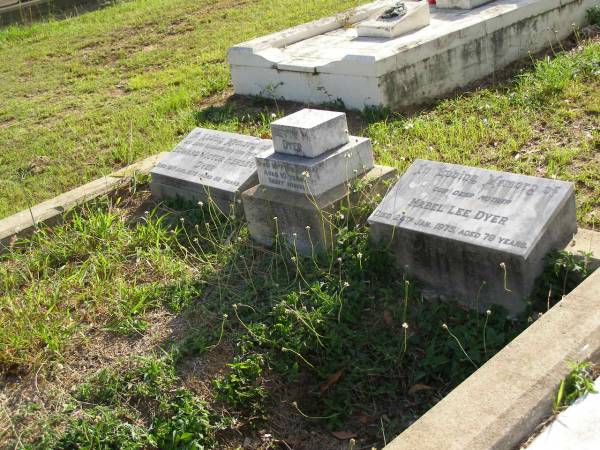 Betty M. DYER,  | died 16 Feb 1932 aged 10 years;  | Edward Victor Herbert DYER,  | husband father,  | died 19 Aug 1972 aged 82 years;  | Mabel Lee DYER,  | mother,  | died 24 Jan 1975 aged 79 years;  | Bald Hills (Sandgate) cemetery, Brisbane  | 