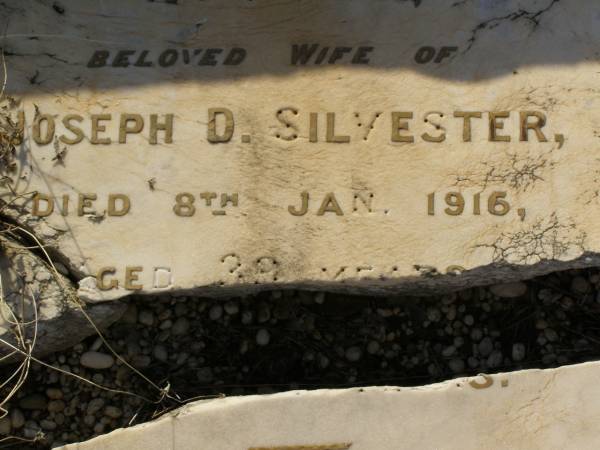 Lottie,  | wife of Joseph D. SILVESTER,  | died 8 Jan 1916 aged 39 years;  | Bald Hills (Sandgate) cemetery, Brisbane  | 
