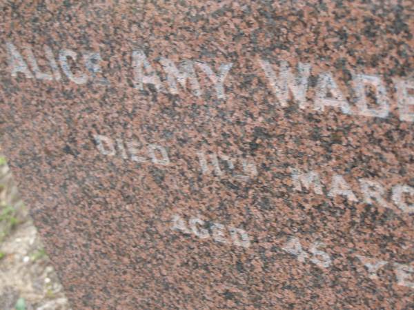 Amy Wade BROWN,  | died 11 March 1935 aged 45 years;  | Bald Hills (Sandgate) cemetery, Brisbane  | 