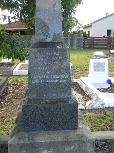 Ellen Rice,  | wife of C. BEAHAN,  | died 18 Aug 1935;  | Cornelius BEAHAN,  | died 21 Jan 1937;  | Bald Hills (Sandgate) cemetery, Brisbane  | 
