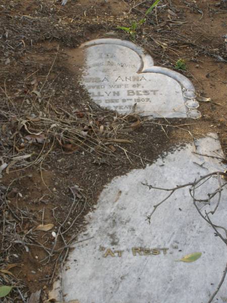 Louisa Anna,  | wife of Lewellyn BEST,  | died 9 Dec 1907 aged 49 years;  | Bald Hills (Sandgate) cemetery, Brisbane  | 