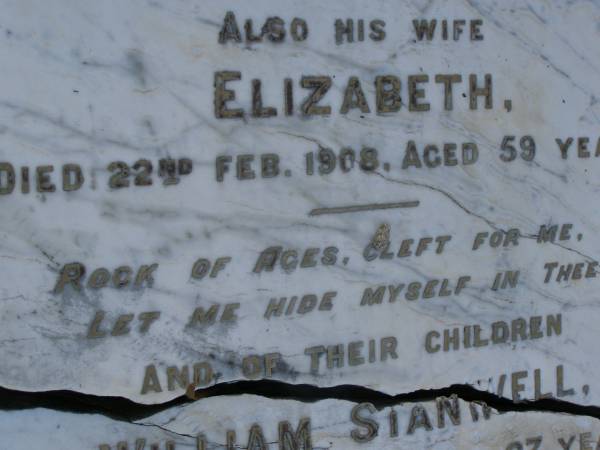 Frank RAYMOND,  | died 12 Aug 1891 aged 46 years;  | Elizabeth,  | wife,  | died 22 Feb 1908 aged 59 years;  | children;  | William Stanwell,  | died 11 July 1897 aged 27 years;  | Victor Deagon,  | died 26 April 1882 aged 18 months;  | Edith Gladys,  | died 14 April 1886 aged 18 months;  | Elizabeth,  | relict of William RAYMOND,  | of Weston Dorset England,  | mother of Frank RAYMOND,  | born 23 April 1823,  | died 23 Aug 1914?;  | Millicent RAYMOND,  | died 2 July 1931 aged 63 years;  | Catherine Ann,  | wife of William GIRLING,  | died 14 Nov 1865 aged 21 years;  | Mary Smith DEAGON,  | died 27 Nov 1866 aged 20 years;  | Bald Hills (Sandgate) cemetery, Brisbane  |   | 