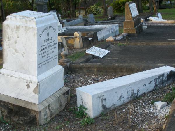 George,  | husband of Elizabeth MIDDLETON,  | died 15 July 1916 aged 68 years;  | Bald Hills (Sandgate) cemetery, Brisbane  | 